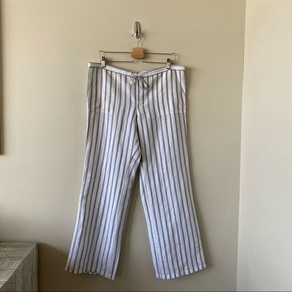 VICTORIA Secret-Beach Stripe Linen Wide Leg Pants - Picture 2 of 9